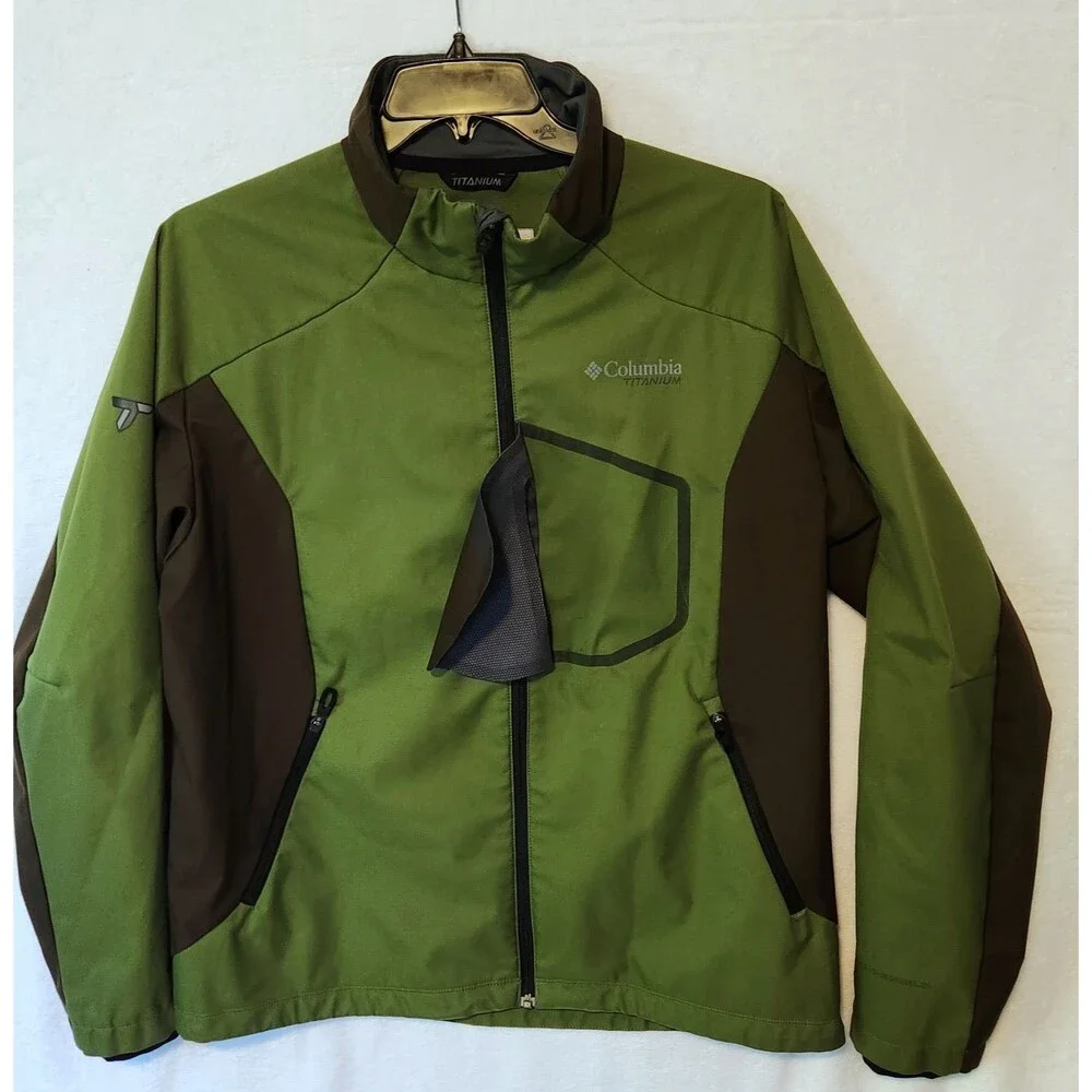 Columbia Titanium Interchange Mens XL FLAWS Green Brown Colorblock Shell Jacket